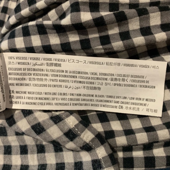 Hollister Gingham Dress small black white checkered cutout tie bow smocked - Picture 8 of 8